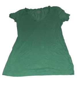 Camisa de manga corta vintage antigua azul marino XS verde cuello en V - Imagen 1 de 4