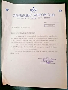 1963 GENTLEMEN'S MOTOR CLUB ROMA LETTERA RICHIESTA A SOCI PRESTAZIONI NELLE GARE - Imagen 1 de 1