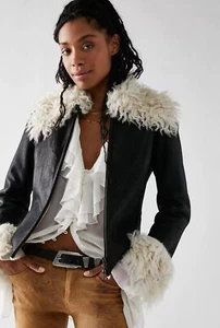 Chaqueta de Motociclista Free People Brenda Knight Olsen Fiited Negra/Negra Talla M Precio de venta sugerido por el fabricante £1068 - Imagen 1 de 4