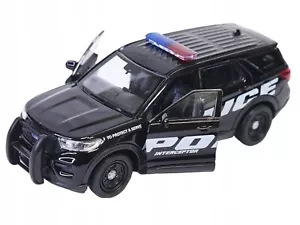WELLY DieCast 1:34-39 FORD EXPLORER 2023 POLIZIA NERO nuovo modello auto metallo in scatola - Foto 1 di 5