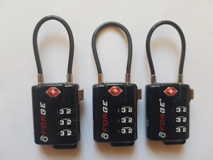 3 x FORGE CABLE TSA ZUGELASSENE KOMBINATIONSGEPÄCKSCHLÖSSER - SCHWARZ - Bild 1 von 2