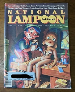 National Lampoon June 1982 Barbara Bush Late-Night Comedy Show Pinocchio label - Picture 1 of 4