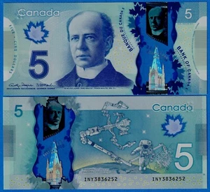 Canada $5 2013 P106f  Rogers & Macklem  - UNC POLYMER - PREFIX INY - New Signs - Picture 1 of 4