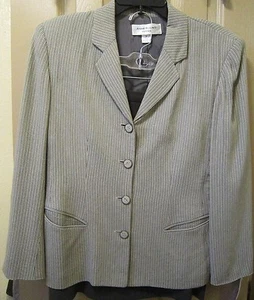 SZ 8 (J) 10 (S) ANNE KLEIN II WOMENS STRIPED GREEN SKIRT JACKET BLAZER SUIT SET - Picture 1 of 12