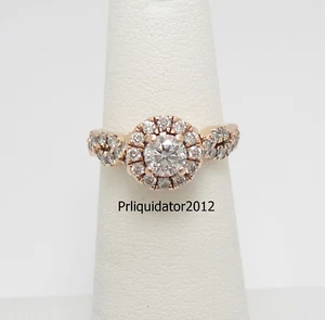 1CT Natural Diamond Halo Solitaire Engagement Wedding Ring Bridal 14K Rose Gold - Picture 1 of 13