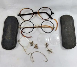 ANTIQUE SPECTACLES / glasses / pince nez / cases 1900s spares or repair lot - Picture 1 of 8