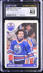 Grant Fuhr 1985-86 O-Pee-Chee Card #207 OPC Edmonton Oilers CGC AU JSA 10 Auto - Picture 1 of 2