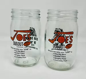 JOE'S DUGOUT JOLIET, IL. CHICAGO BEARS '95 MASON BEER JARS VTG PAINTED PRINT x2 - Picture 1 of 15