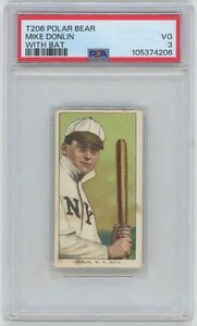 1909 T206 129 Donlin (with bat) PSA 3 (Polar Bear) 710452 - Bild 1 von 2