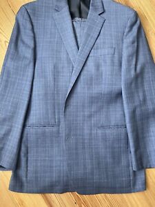Michael Kors Full Suit Set Blue Grey Pants Jacket 44L 36/32