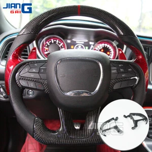 Real Carbon Fiber Steering Wheel Trim Replacement For 15+ Dodge Charger Hellcat - Foto 1 di 8
