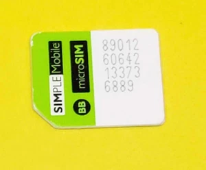 USED SIMPLE MOBILE MICRO SIM CARD RESTORING TEST CELL PHONE BYPASS UNLOCKING - Picture 1 of 2