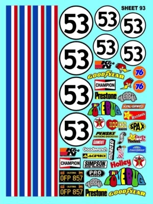 CLEAR VINYL Sticker Sheet 93 Herbie Love  Sponsor Decal 1/24-1/16 Scale DIE CUT - Image 1 of 4