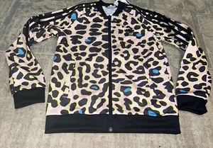 NEW Adidas Big Girls Pink Leopard LZ SST Jacket Track Sz Small See Measurement - Picture 1 of 6