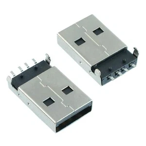 USB 2.0 Type A Male Plug PCB Jack Connector Through Hole Black - Picture 1 of 1