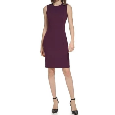 Vestido Vaina Calvin Klein Ciruela Púrpura Sin Mangas Carrera Cóctel Lápiz Talla 4 Foto 1 de 4