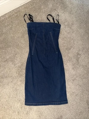 Vestido vaquero vintage Y2K Moda International ceñido al cuerpo sin tirantes talla 2 Foto 1 de 4