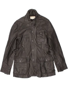 REISS Mens Leather Jacket UK 38 Medium Black Leather CF95 - Picture 1 of 4
