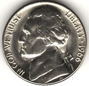 1966 JEFFERSON NICKEL BU CONDITION.     stk 44 - Picture 1 of 4