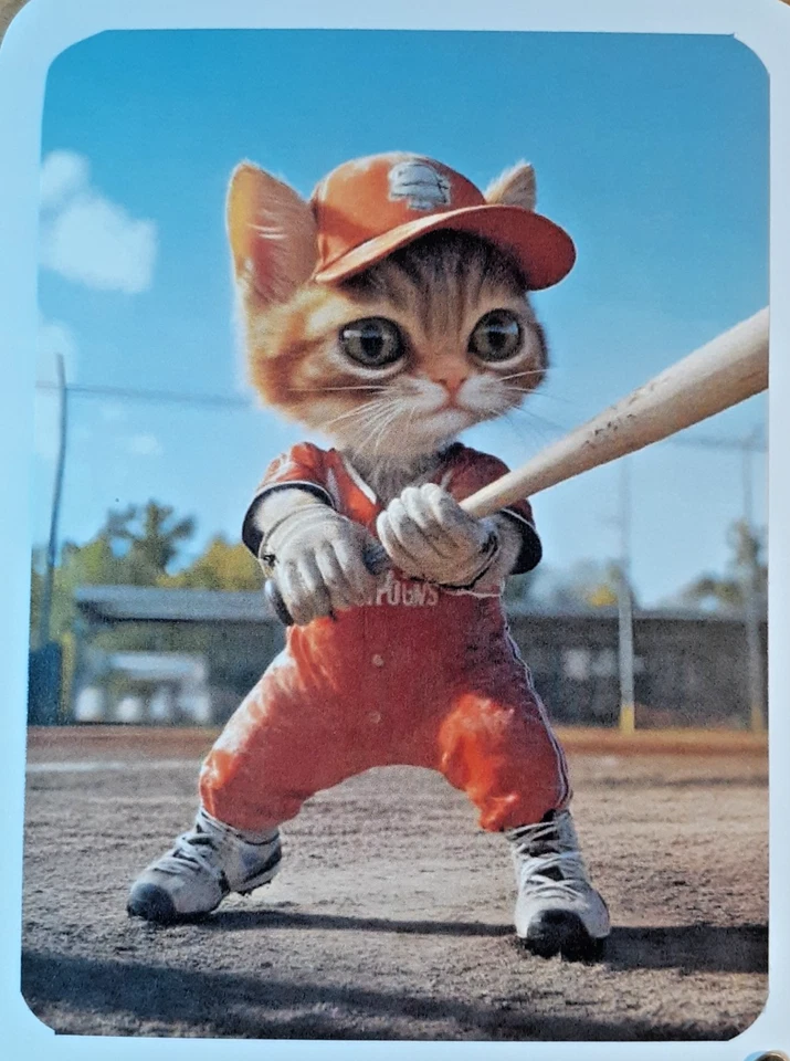 un gato divertido cualquier ocasión tarjeta - un jugador de béisbol Foto 1 de 1