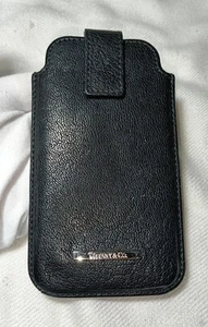 Tiffany & Co. Black Genuine Leather Snap Card Holder Wallet Case - Picture 1 of 13