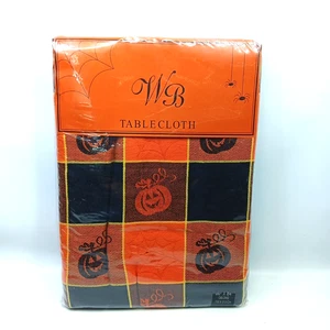 Halloween Naranja Negro Calabaza Jacquard 60x84 Mantel Oblongo Algodón 3" Cuadrado - Imagen 1 de 8