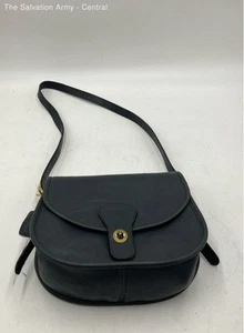 Coach Womens Black Leather Adjustable Strap Turn Lock Travel Crossbody Bag - Picture 1 of 9