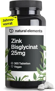 Zink 25mg–365 Tablette–Hochdosiertes Zinkbisglycinat (Chelat)–Vegan,Ohne Zusätze - Bild 1 von 6