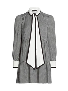 Alice+Olivia Carol Houndstooth Tieneck Mini Dress sz XS - Picture 1 of 6