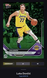 2025 Topps Now NBA Collect Luka Doncic Green Legendary 99cc Opener LA Lakers - Bild 1 von 4
