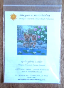 Shinysun’s Cross Stitching Unique Cross Stitch Pattern "Springtime Cuties" Dogs - Picture 1 of 2