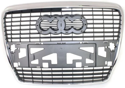 Grille For 2005-2008 Audi A6 Quattro 2006-2008 A6 Chrome Shell w/ Silver Insert - Image 1 of 4