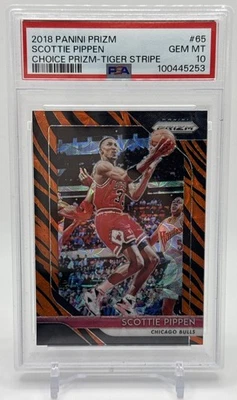 PSA 10 2018-19 Panini Prizm Scottie Pippen #65 súper raro Tiger Stripe Prizm SSP Foto 1 de 4