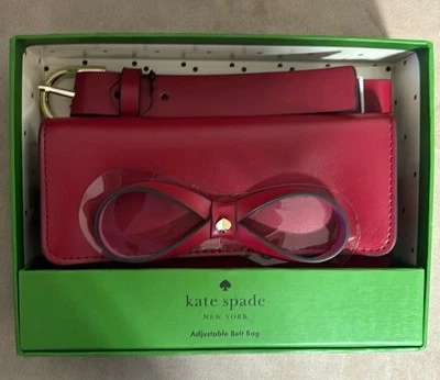 Kate Spade Bow Belt Bag  Garnet Red  Leather Logo Women's S/M NIB MSRP $108 New - Image 1 of 4