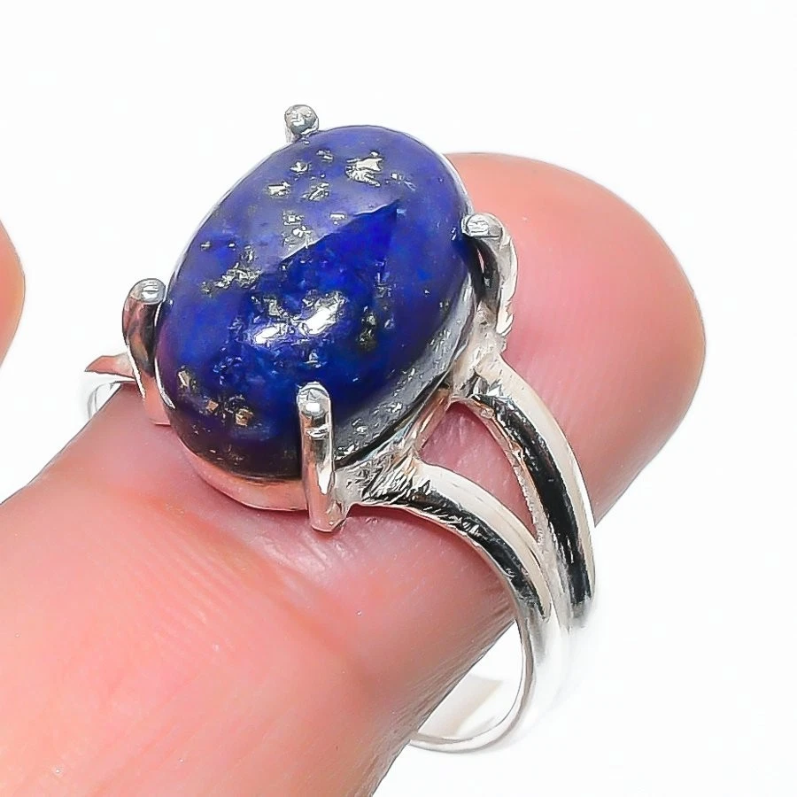 Lapis Lazuli Gemstone 925 Sterling Silver Jewelry All Size Ring For Gift - Image 1 of 1