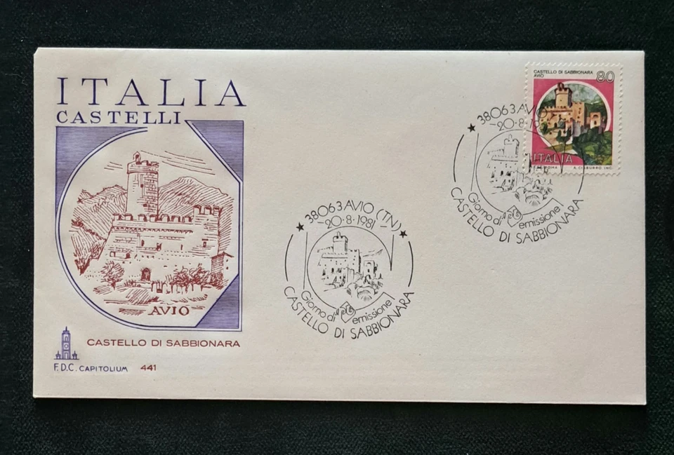 Italia busta primo giorno francobollo " Castelli D'Italia " 80 Lire Del 1981 - Immagine 1 di 1