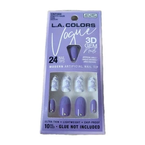 L.A. Colors Vogue 3D Gem Artificial Press On Nails Pretty Haze Oval Shape Medium - Picture 1 of 3