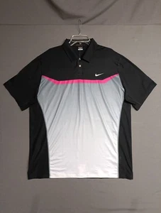 Nike Tiger Woods TW Designer Print Polo Shirt Mens Size XL Black Gray & Pink EUC - Picture 1 of 12