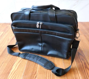 McKlein Laptop Briefcase, Black Leather, Double Compartment - Picture 1 of 11
