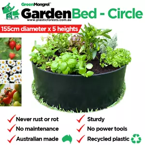 Raised Garden Bed-Black-155cm diameter- 5 height options-Recycled Plastic-Circle - Picture 1 of 11