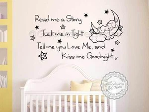 Nursery Wall Sticker, Read Me A Story, Baby Boy Girl Bedroom Wall Quote, - Picture 1 of 15