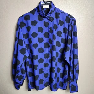 Galeries Lafayette Collection VTG Wmns Purple/Black Abstract Blouse-Size M/EU 40 - Picture 1 of 6