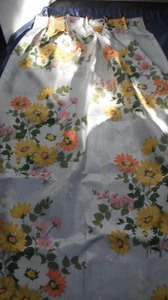 Vintage Satin/taffeta Floral Curtains/Organic Vibes/Pair of Two/24W x 84 long - Picture 1 of 9