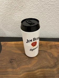 JIM BEAM Highball Plastic 7" Tall White Lidded Insulated Can TUMBLER Cup EUC - Picture 1 of 5
