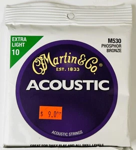 Martin M530 Phosphor Bronze Acoustic Guitar Strings Extra Light 10 - 47 - Picture 1 of 2