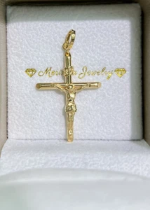 18k Solid Yellow Gold Jesus Cross Charm/ Pendant. 1.55 Grams - Picture 1 of 5