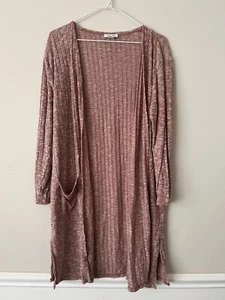 Nine West Long Maroon Ribbed Cardigan Womens Size SM With POCKETS - Picture 1 of 3
