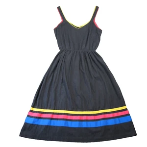 Vintage Coco of California Kleid 10 schwarz ärmellos Fit Flare Midi 70er 80er Retro - Bild 1 von 11