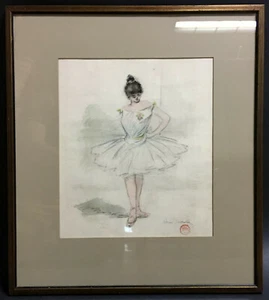FRENCH ART NOUVEAU Paris ~ BALLET DANCER ~ c1900 Signed Watercolor HENRI BOUTET - Picture 1 of 5
