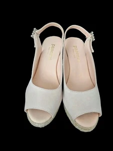 PASEART Blush Nude Suede Peep Toe Espadrille Wedge Size EU 39 (US 8.5) Spain - Picture 1 of 5